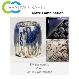 Azurite SW-186 over Winter Wood SW-155 Stoneware Combination